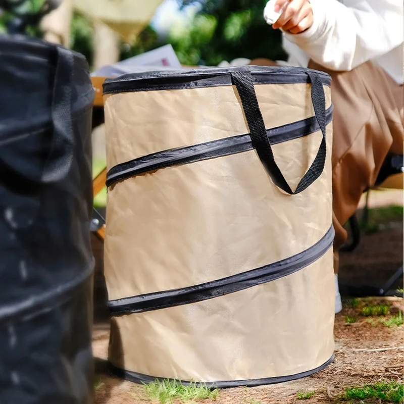 600D Oxford Fabric  Foldable Trash Can Portable Outdoor Camping Garbage Bin with Steel Frame