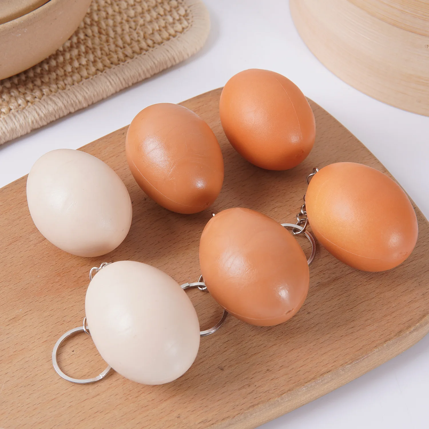 

Simulation PVC Boiled Egg Fake Egg Pendant Artificial Food Model Diet White Egg Sample Funny Decoration Photography Prop