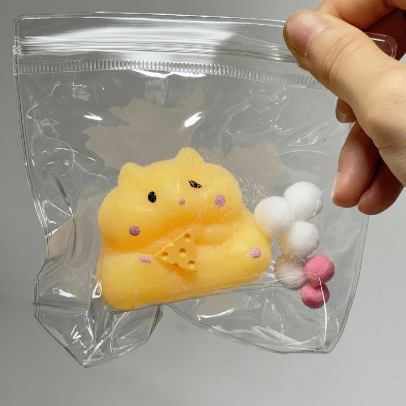 1 Stück süßes Käse-Hamster-Plüschtier – Soft Squeeze Relax, zweifarbig, weiß und gelb, bezauberndes Hamster-Design mit Käsetasche, P