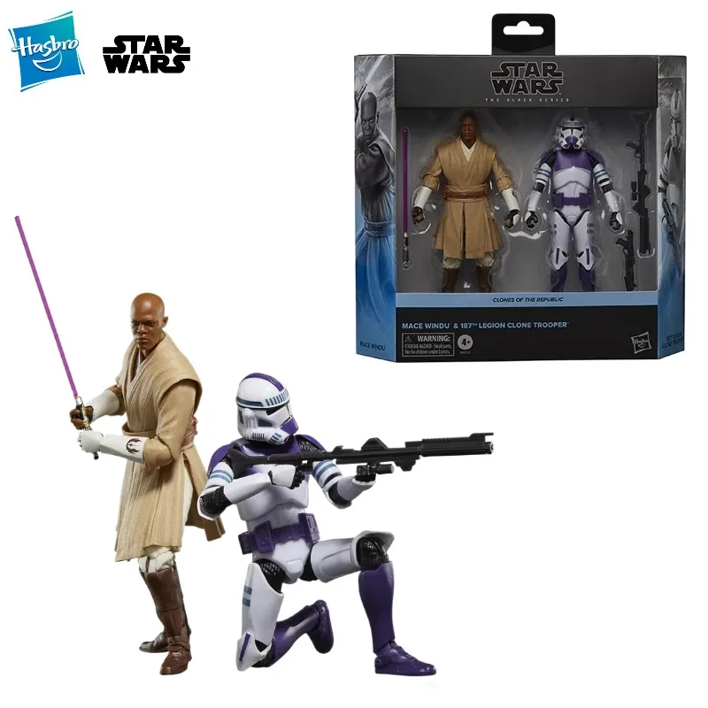 

New Original Hasbro Star Wars The Black Series Mace Windu & Clone Trooper 2-pack Action Figure Collection Ornament Original