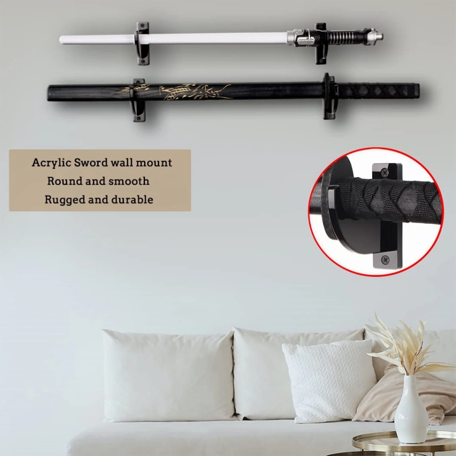 Sword Wall Mounted Holder Katana Lightsaber Display Hanger Sword Wall Hook Hanger Acrylic japanese Sword Wall Rack Stand Holder
