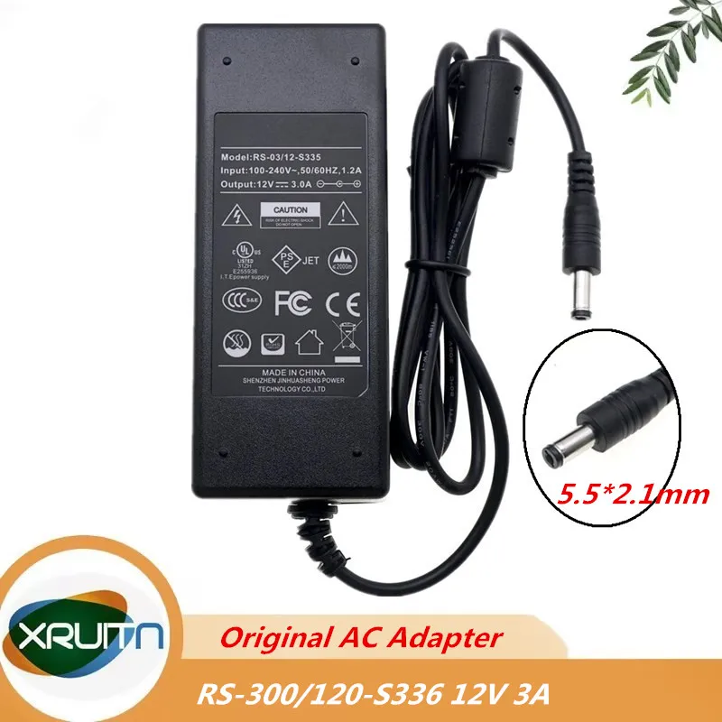 

Оригинальный JINHUASHENG 12 В 3A RS-300/120-S336 RS-300/120-S325 RS-03/12-S335 адаптер переменного тока, зарядное устройство, блок питания 5,5*2,1 мм, оригинал
