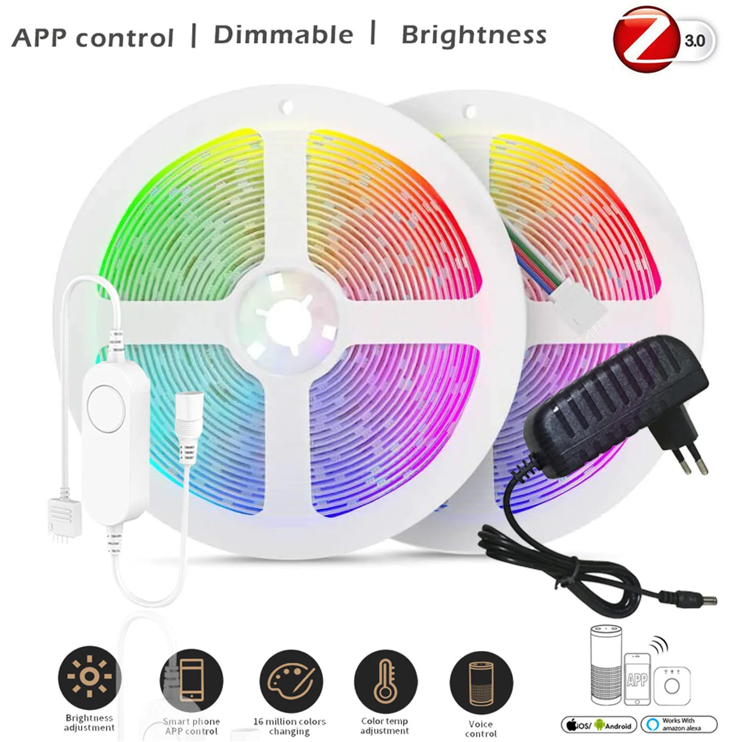 

Zigbee 3.0 5050 RGB Led Strip 60leds/m DC12V Led Lights Dimmerable Blacklight Home Decor Tuya Zigbee Smart for Alexa Smartthings