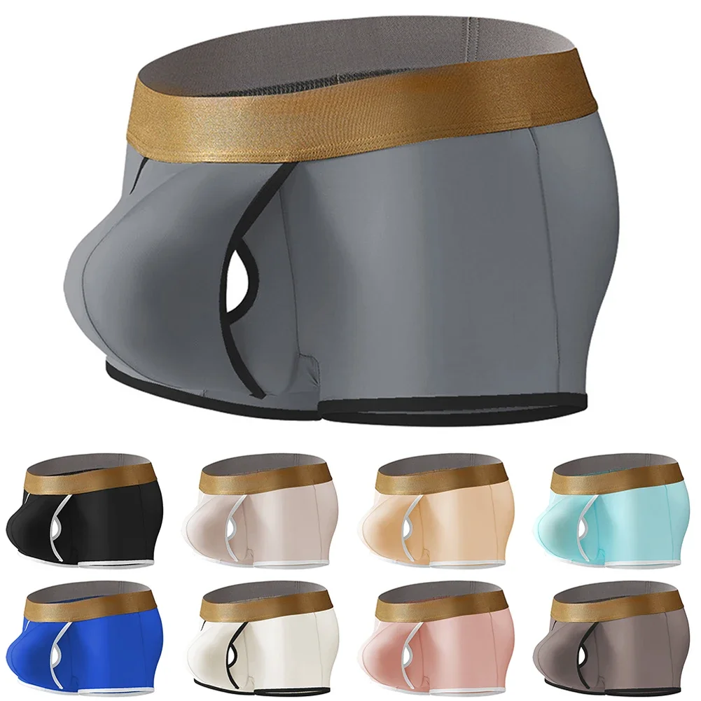 Boxer respirant en soie glacée pour homme, slip séparé, grande taille, pochette bombée, sous-vêtements d'été