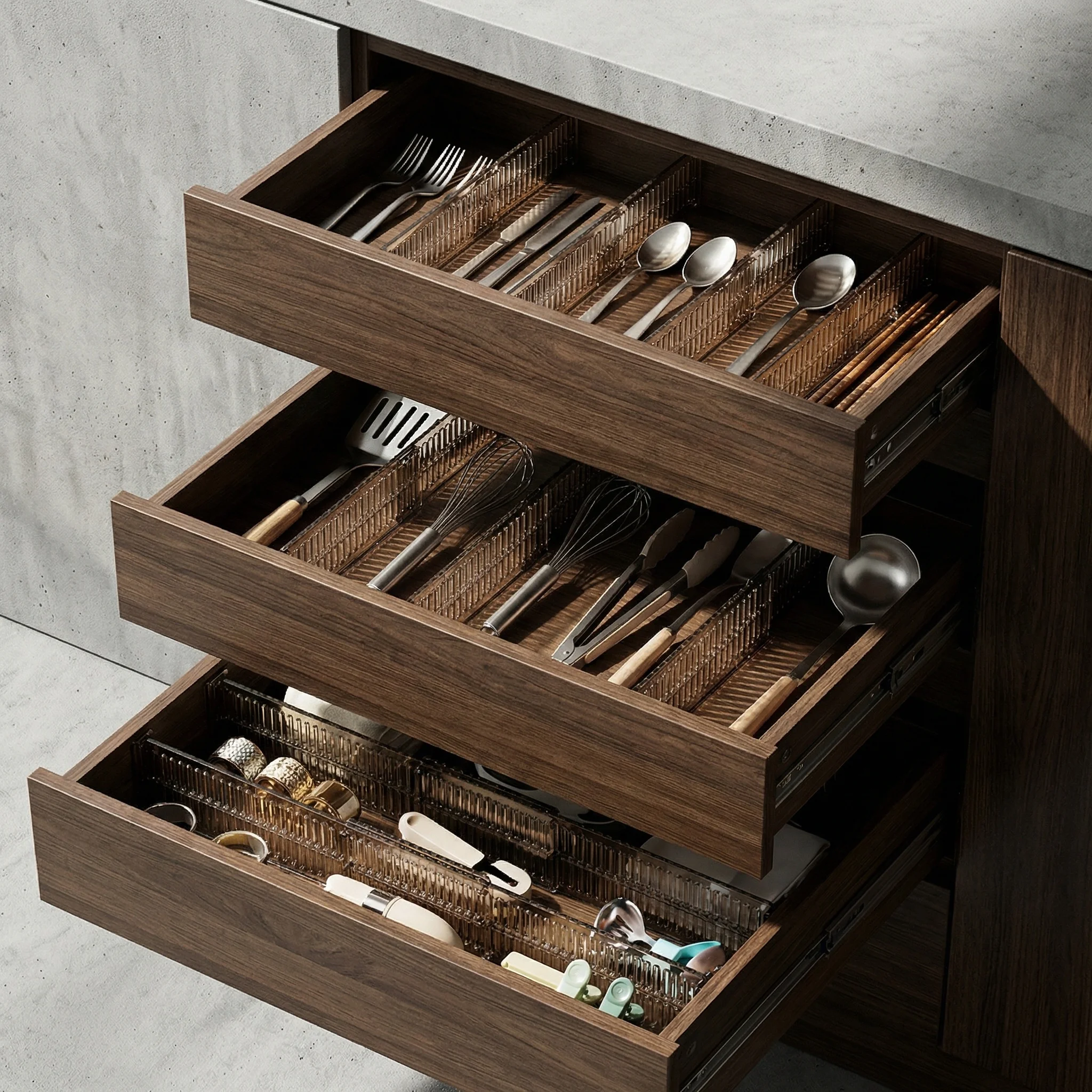 4/7/8sets Multi-functional Adjustable Drawer Storage System, Freely Configurable For Effortless Organization Of Kitchen Utensils