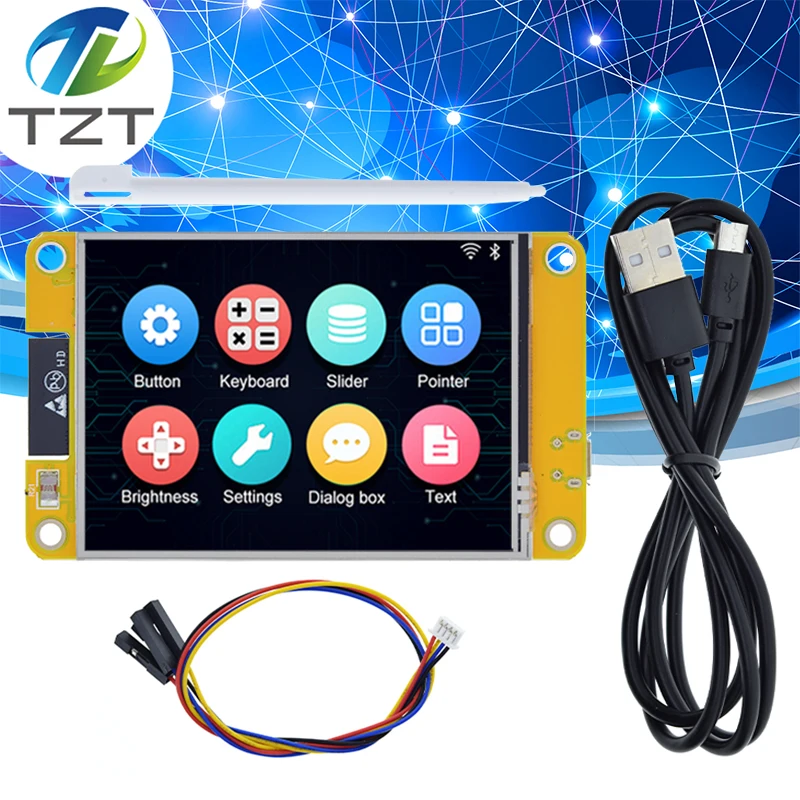 TZT ESP32 LVGL WIFI&Bluetooth Development Board 2.8 inch LCD TFT Module 240*320 Smart Display Screen With Touch WROOM