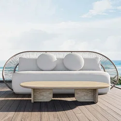 Outdoor-Sofa Gartenmöbel Rattan Freizeit bett rundes Bett Aluminium legierung Kombination stuhl