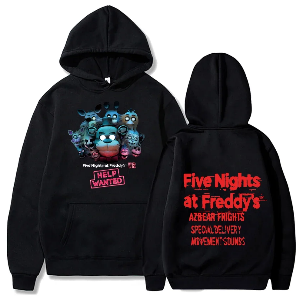 Felpe con cappuccio Five Night Streetwear FNAF Felpe con cappuccio in pile manica lunga Y2K Pullover Uomo Donna High Street Harajuku Felpa con