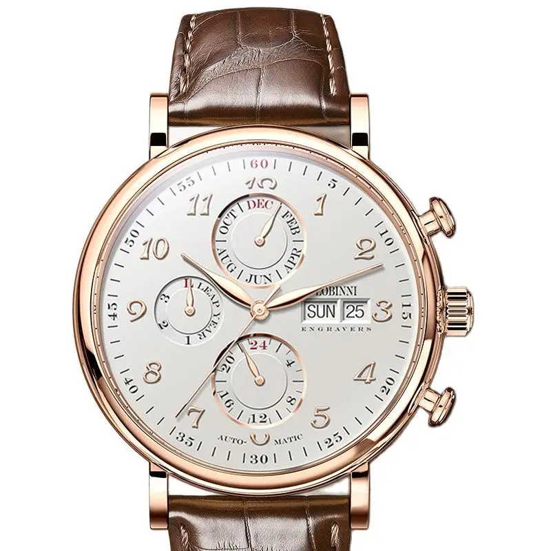 Männer Uhren Schweiz LOBINNI Luxus Marke Perpetual Kalender Multi-funktion Seagull Automatische Mechanische Sapphire L13019-6