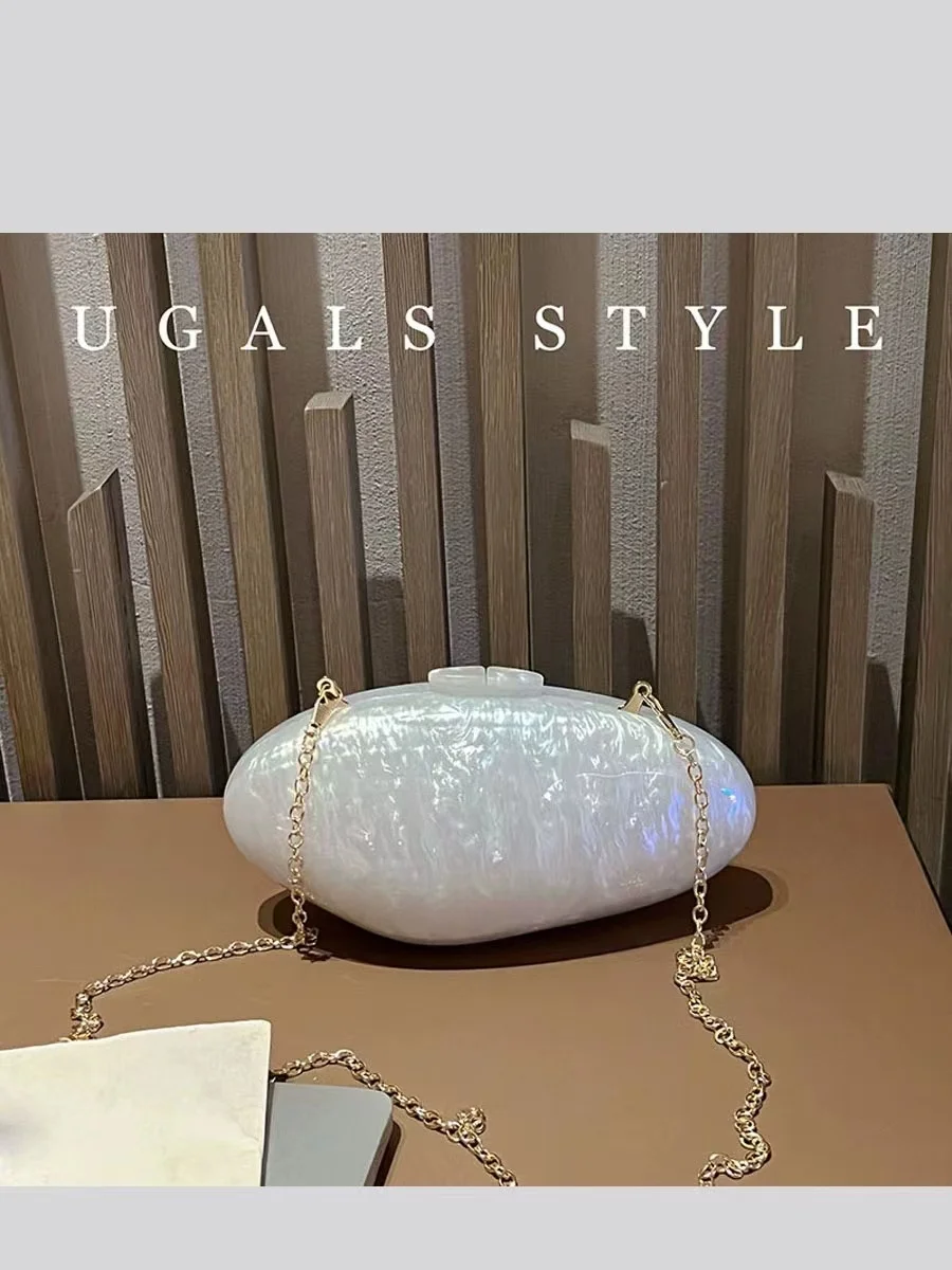 Luxury Design Shell Irregular Shape Acrylic Evening Bag Women Handbag Wedding Party Clutch Purse Fashion Shoulder Crossbody Bag