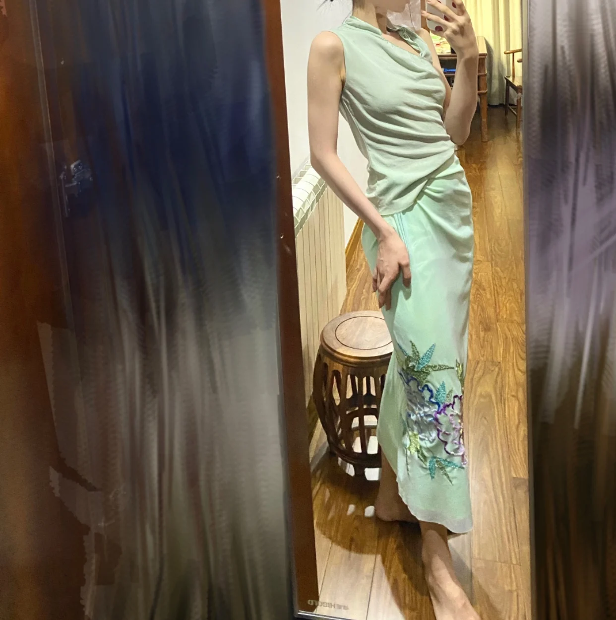 

Новая женская летняя модная блузка Tanyan Yu Feng 2025 в китайском стиле, укороченная, с вырезами, кружевная, однотонная