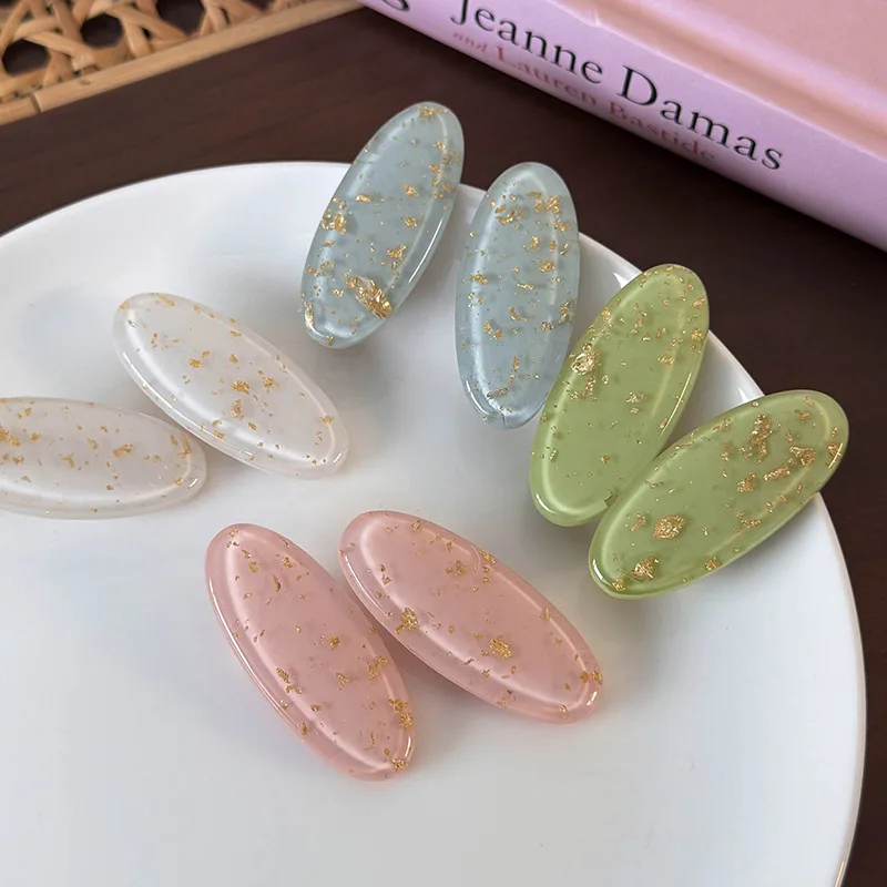 Spring/summer Cute Oval Shape Hair Clips Colorful Quicksand Hairpin For Women Girls Sweet Barrettes Fashion Hair Accessories New