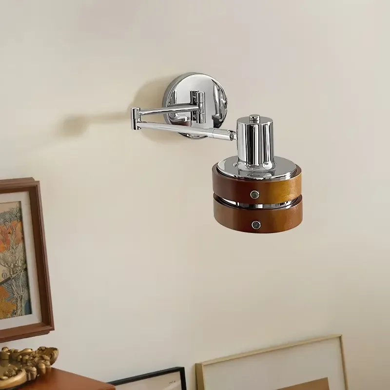 Adjustable Long Rocker Swing Arm Iron LED Wall Fixture Creative Flying Saucer Head Vintage Indoor Decorative Bedside Reading