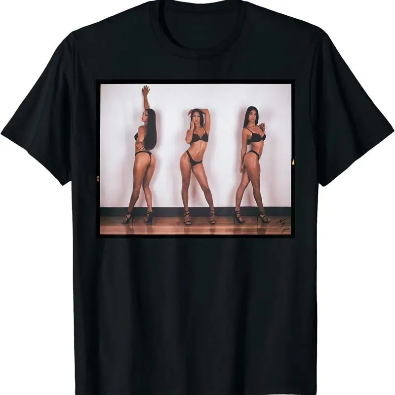 

Hot Girl on T shirt for Men Seeing Triple Sexy Brunette Size S 5XL