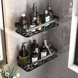 2024 Bathroom Rack Cosmetics Black Shampoo Shower Gel Storage Rack New Bathroom Accessories Non Diamond Wall Rack