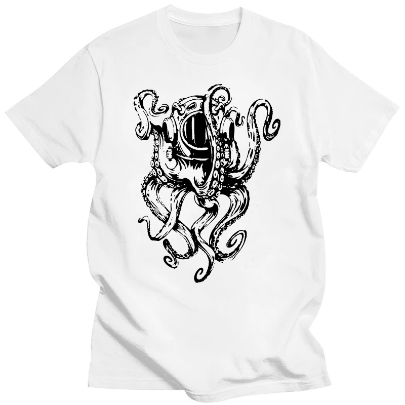 Immersioni T-Shirt Octopus Uomo Divertente Diver Mare Profondo Kit Equipment Top