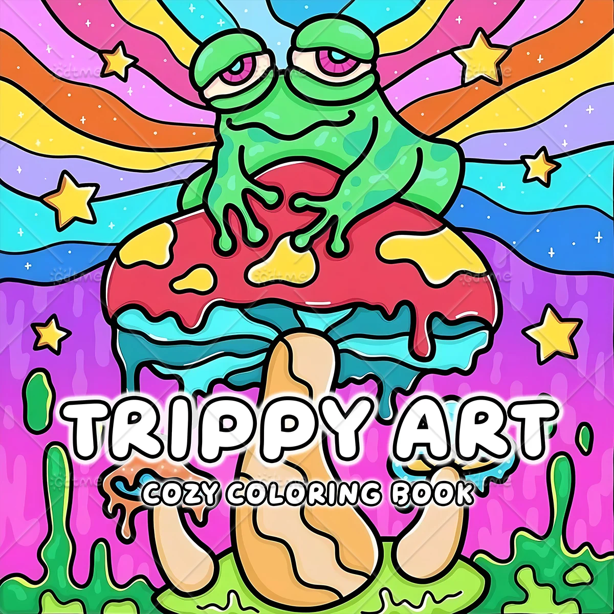TRIPPY ART Coloring Book for Adults Bold & Easy Psychedelic Patterns Stress Relief Relax DIY Drawing Activity Book