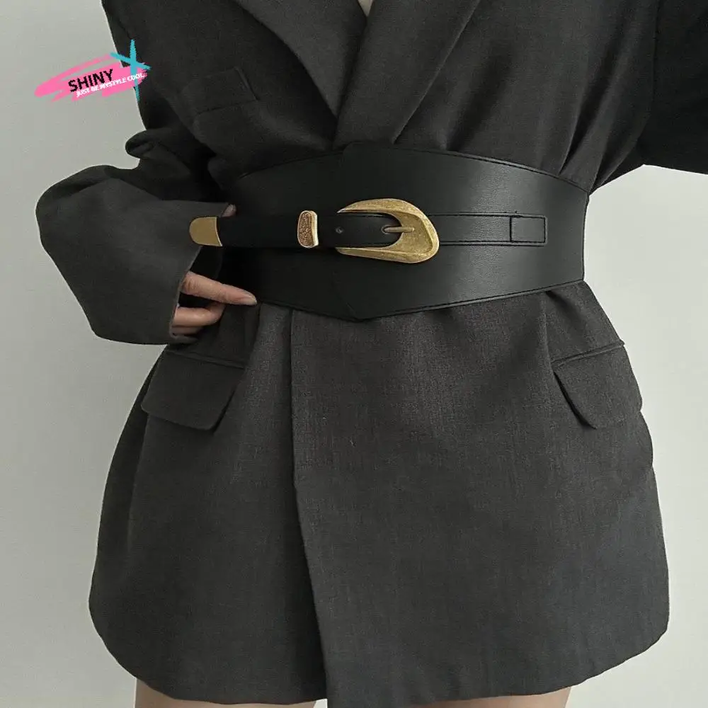 

Модный корсет из искусственной кожи Spicy Girl, эластичный однотонный широкий пояс, пояс для похудения, ковбойский пояс в стиле вестерн, наряды