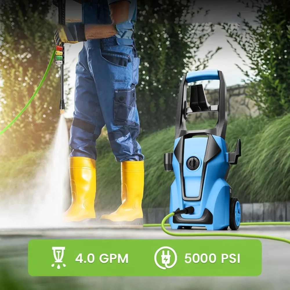 5000PSI 파워 클리너 (폼 캐논 포함), 4개 노즐, 33피트 호스 및 세제통, 자동차 세척기/자동차