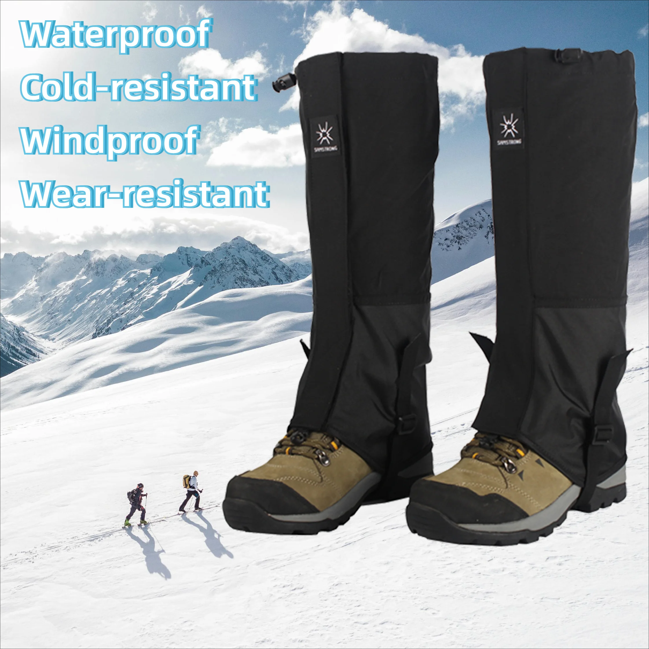 A Pair/2 Brand Professional Leg Gaiters, Unisex Outdoor Skiing Snowshoes for Desert Hiking, Snowproof and Sandproof