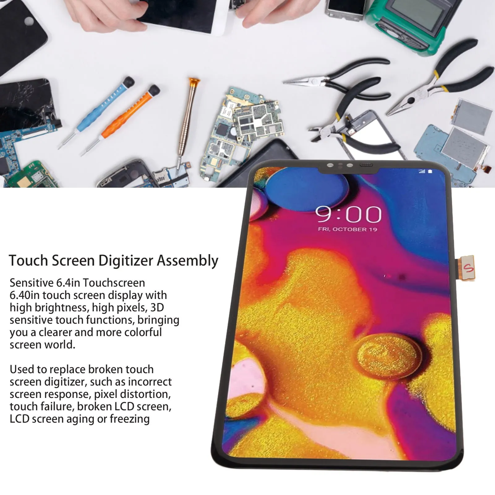 

6.4in LED LCD Display Digitizer Assembly Scratch Sensitive for LG V50 ThinQ 5G Digitizer Assembly