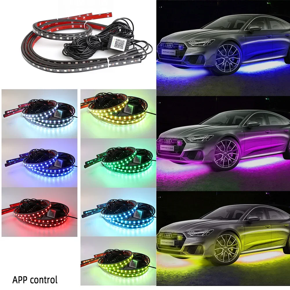 

Colorful Bluetooth APP Decorative Light Strip for Car Interior, LED Chassis Lights Modified Attractive Atmosphere Lights