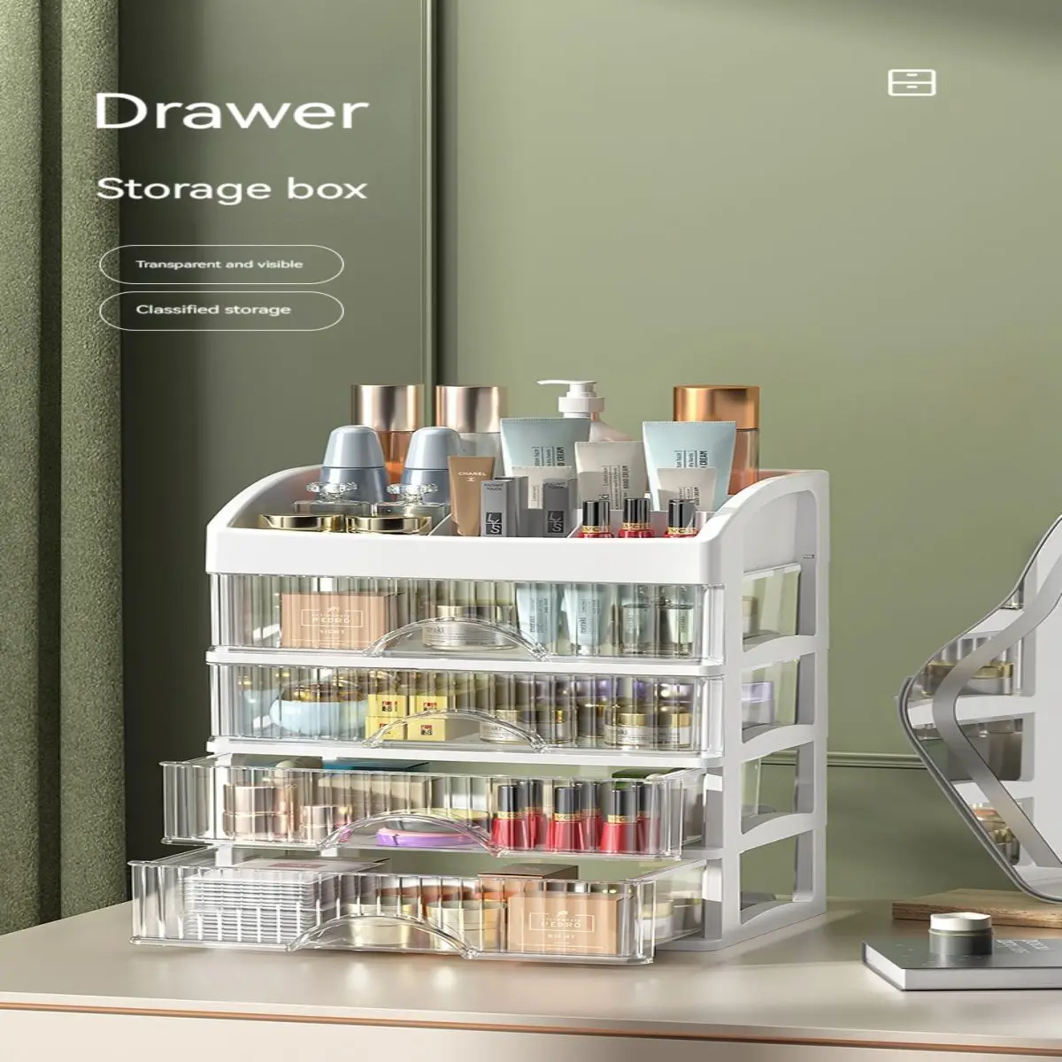 Desktop Storage Box Storage Drawer Hair Decoration Multi-layer Storage Cabinet Cosmetics Jewelry Box Stationery Multi-functional