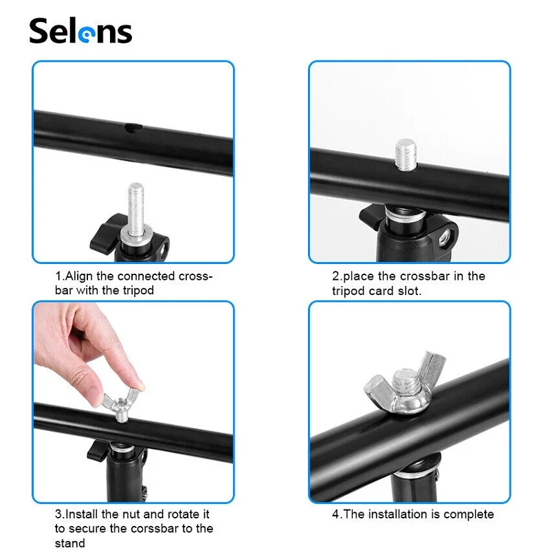 Selens Photography Backdrop Stand 30 Inches T Shape Support System Stands Holder for Photo Studio kits Background bracket 삼각대