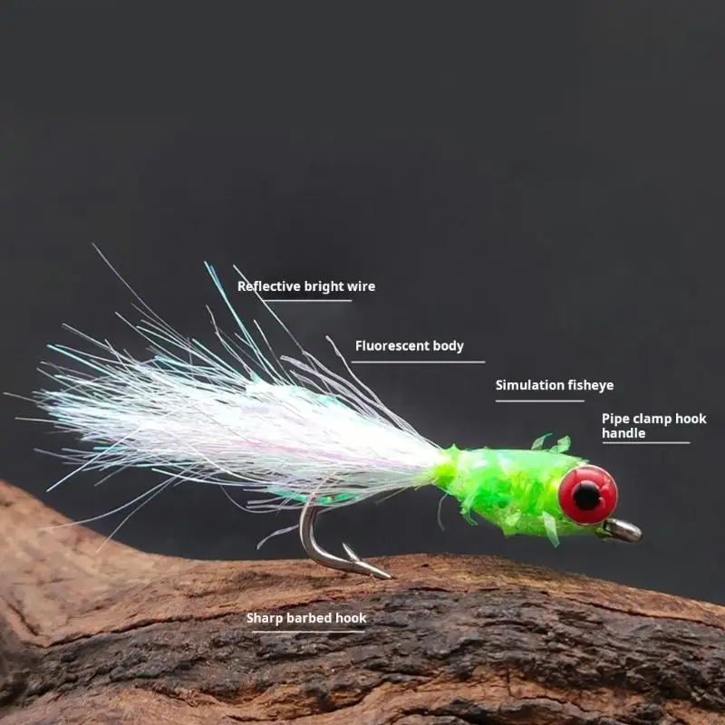 Kohlefaser-Fliegenfischköder, realistische Haarschwanzköder mit 3D-Augen und scharfem Haken für Barsche, Forellen und 69HD – Detail 8