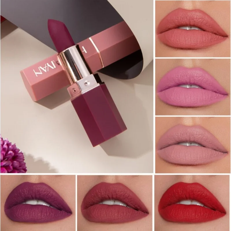 Han dai yan lippen farbe sechseckig matt antihaft becher lippenstift europäische und amerikanische wasserdichte feuchtigkeit spendende lippenstift glasur