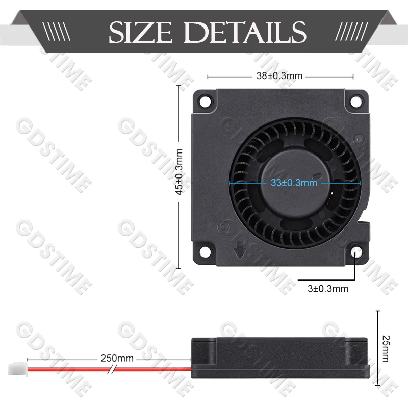 Gdstime DC 5V 12V 24V Centrifuga Radiale di Raffreddamento 45mmx10mm 4510 2PIN Turbo Cooler Umidificatore/Deumidificatore Ventilatore di Raffreddamento