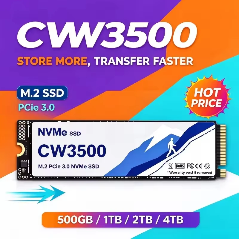 CW3500 M.2 SSD Hard Disk 1TB 2TB high speed NVMe M2 SSD 500GB PCIe 3.0 Internal Solid State Drive, For PC Desktop Laptops
