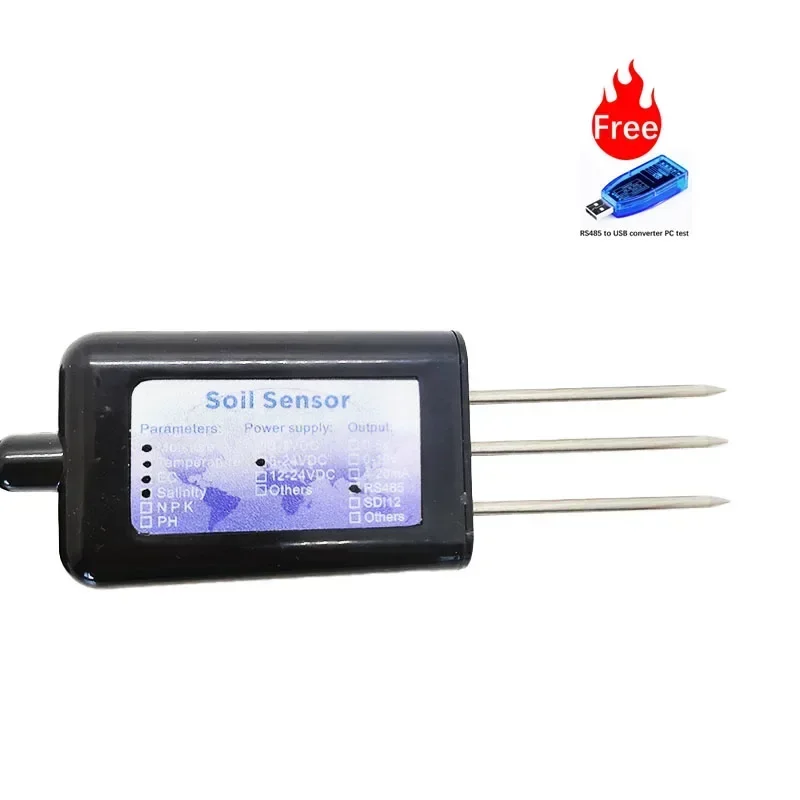 SCREEN READING DATALOGGER WATERPROOF 4 IN 1 SOIL MOISTURE AND TEMPERATURE AND EC AND SALINITY SENSOR