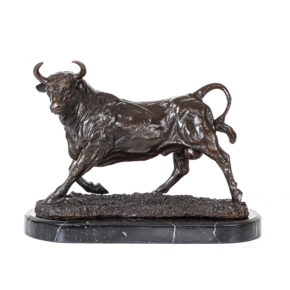 Large Bronze Bull Statue Animal Cattle Sculpture Art Stock Market Bull Gift Gorgeous Home Office Decor