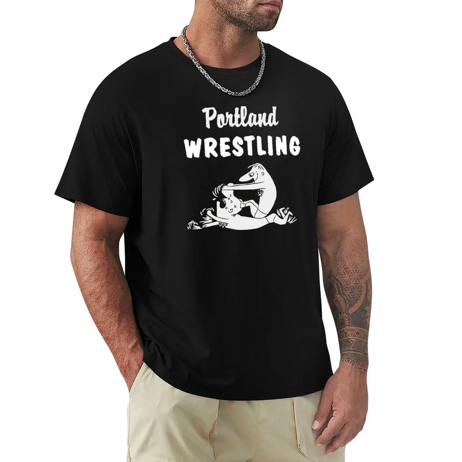 

Vintage Portland Wrestling Logo T-Shirt baggy shirts kawaii clothes man clothes sweat Men's t-shirt