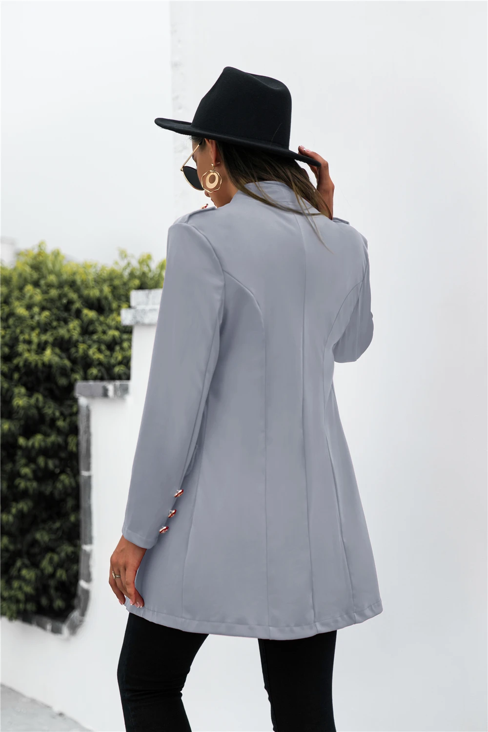 معطف كارديجان نسائي بياقة واقفة وصدر واحد وخصر متوسط الطول للخريف ملابس خارجية عصرية يومية غير رسمية #2