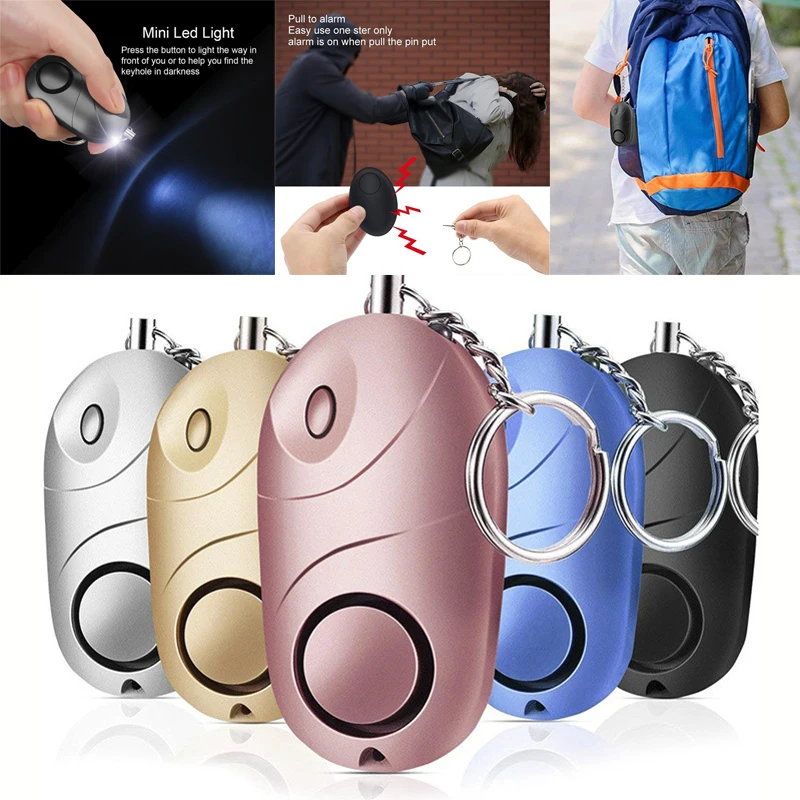 130DB  Personal Alarm Portable Self Defense Siren Keychain Protect Alert With LED Lights Safety Kids Girl Older Women Loud Alarm