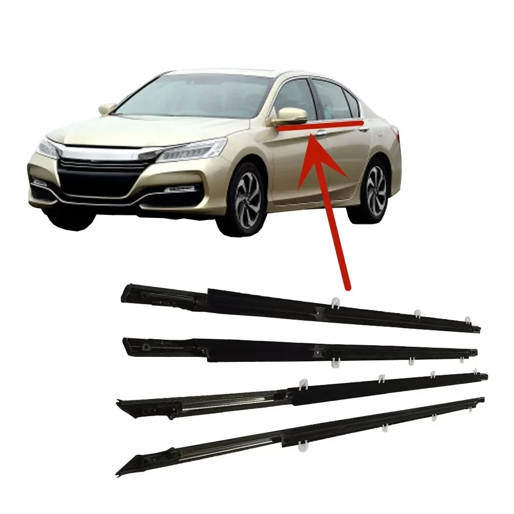 

4 Pieces Chrome Windows Rubber Outside for Honda Accord 2014-2017 Glass Protector Weatherstrip for Accord Outer Laminate