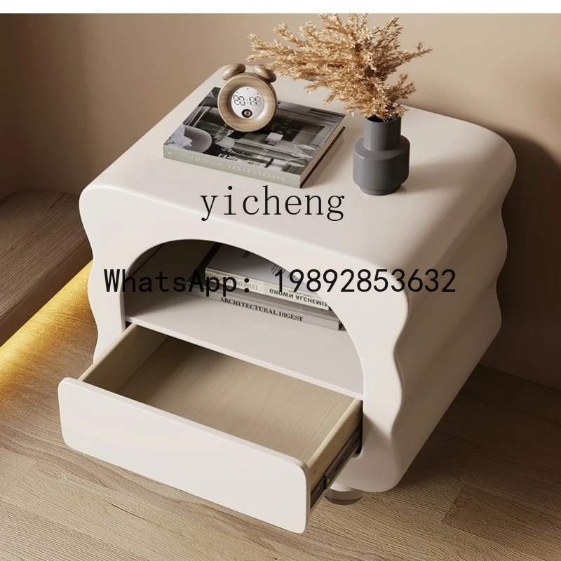 AA  bedside table, creamy white storage cabinet, minimalist creative small bedside table