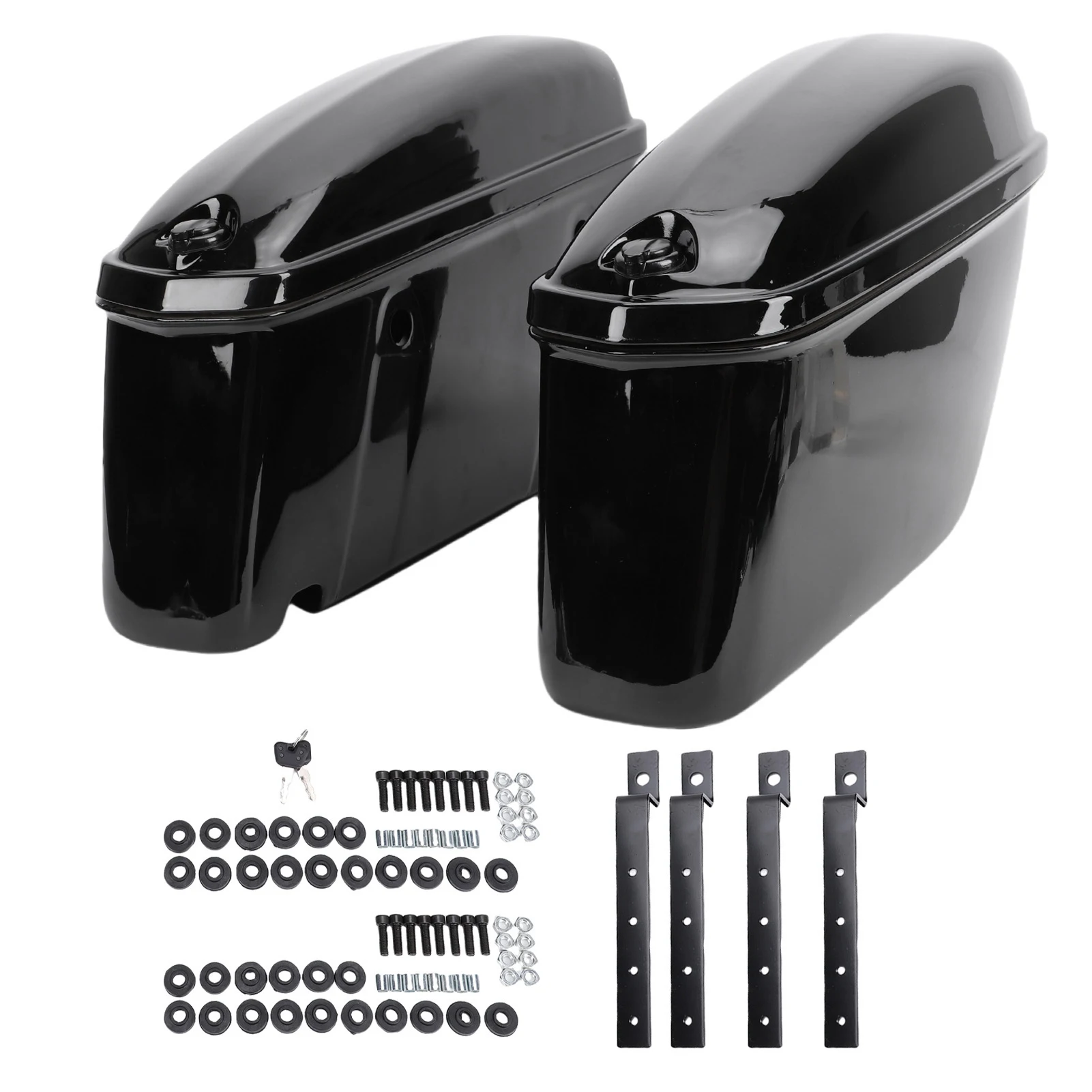 

Motorcycle Hard Saddle Bags Side Box 22L Trunk Luggage Storage Box with Lock and Mounting Kit Replacement For Suzuki/Cruiser