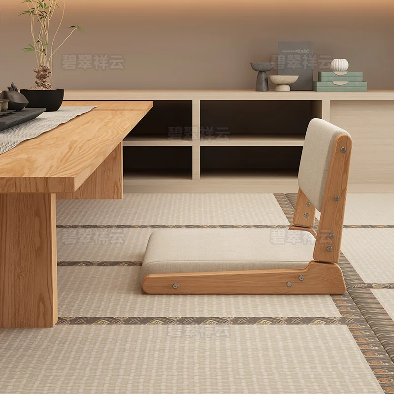Tatami chair, solid wood backrest leisure chair,low stool,foldable lazy low chair,backrest chair, floor chair,soft cushion chair