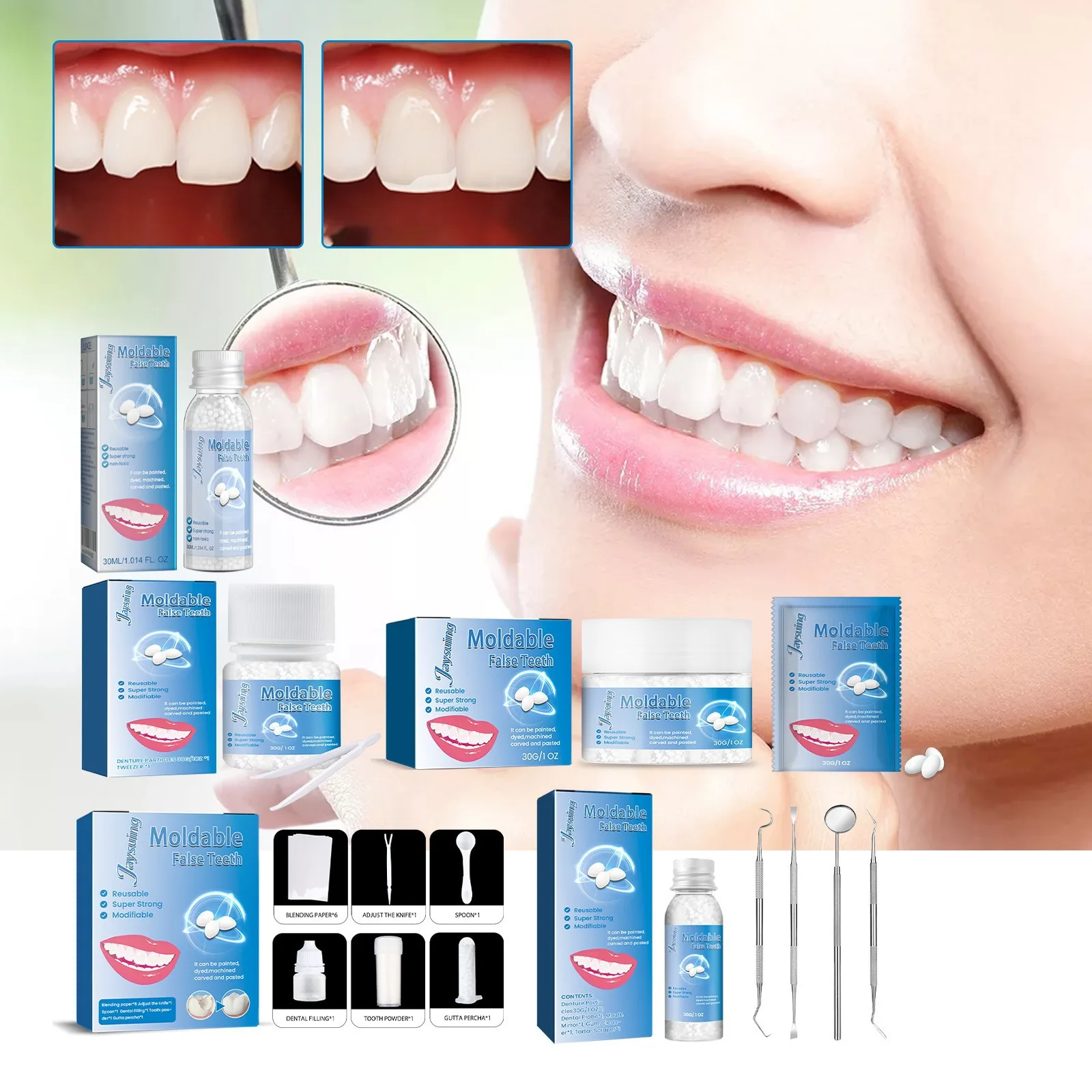 

Temporary Dental Filling Clay - Moldable Gap Filler & Crack Repair for Teeth, Party Ready