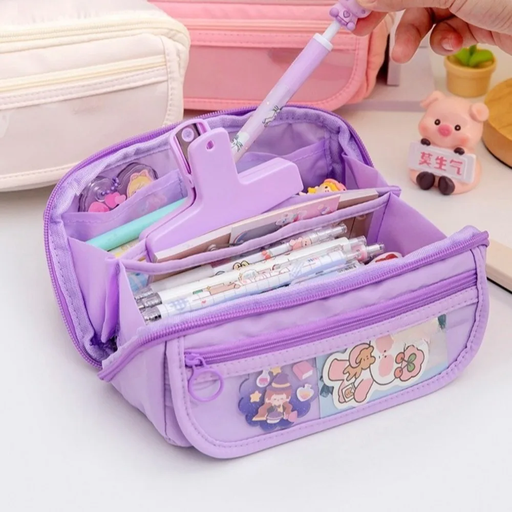 Prism Shape Large Capacity Pencil Case Pen Pouch Cute Stationary Pen Storage Bag Durable Ten layers Korean Pen Pencil Bag Kids