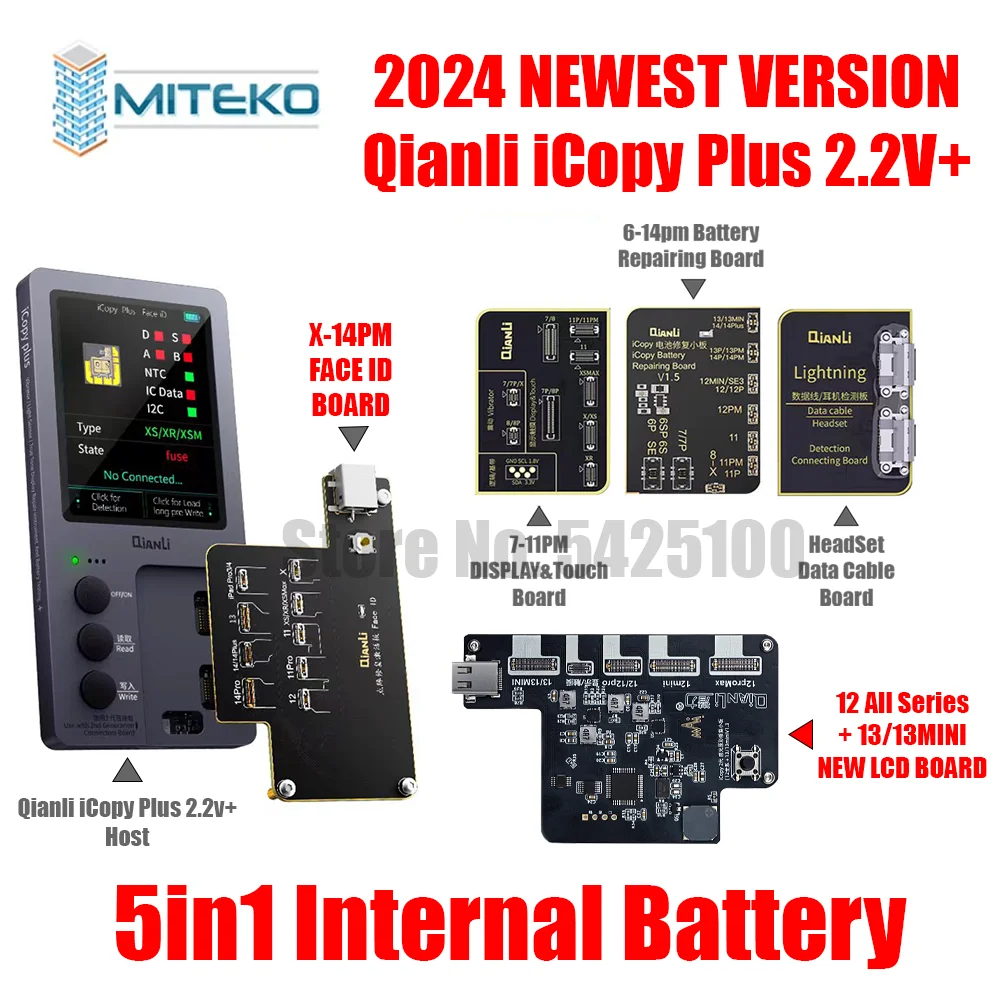 Qianli iCopy Plus 2,2 v con placa de prueba de batería para 7 8 8P X XR XS XSMAX 11PM 12 LCD vibrador transferencia EEPROM programador