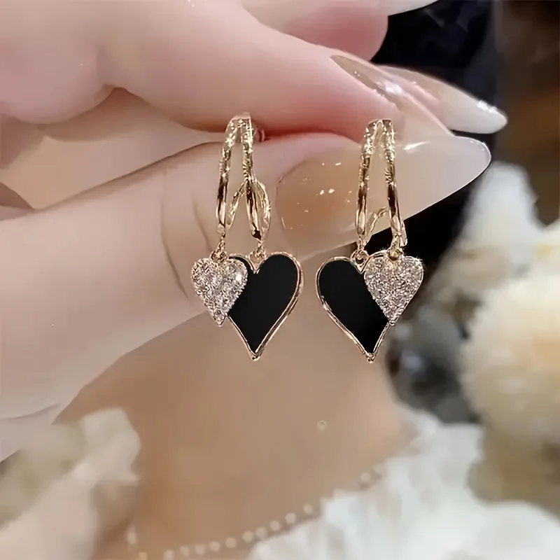 Red love earrings women's silver needles 2024 new trendy simple temperament autumn and winter earrings light luxury niche design sense