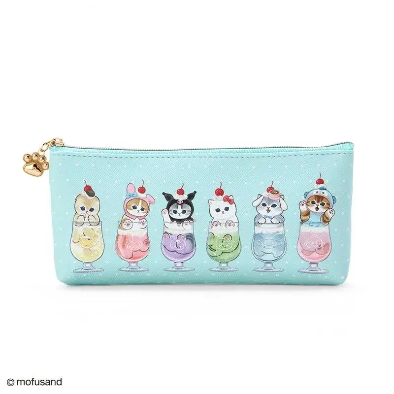 Kawaii Cute Mofusand astuccio per matite borsa per cancelleria borsa per cosmetici Pu Cortex studente regalo di compleanno di grande capacità per