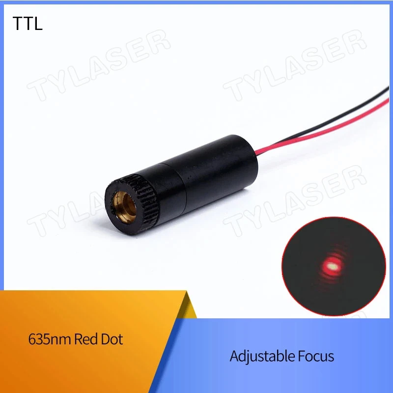 

D12X45mm TTL Adjustable Focus 635nm 100mW Glass Len Red Dot Laser Diode Module Industrial Grade Driver TYLASERS