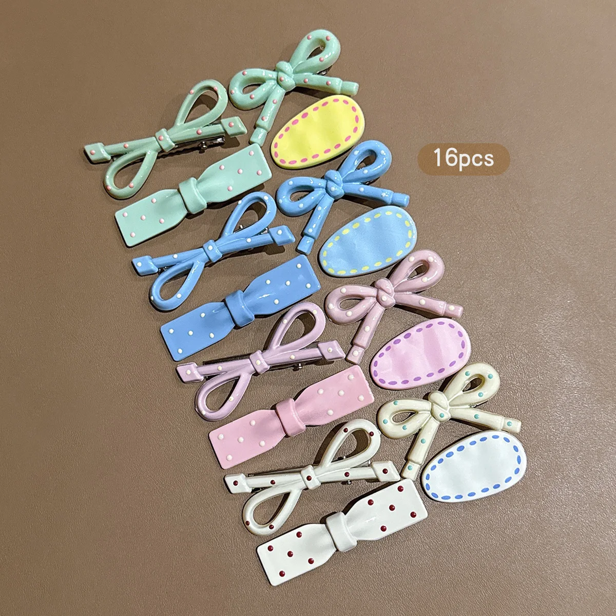 16 farbenfrohe, schlichte Haarspangen im koreanischen Stil mit einem süßen und stilvollen Design, geeignet für den täglichen Gebrauch als Kopfschmuck. – Detail 1