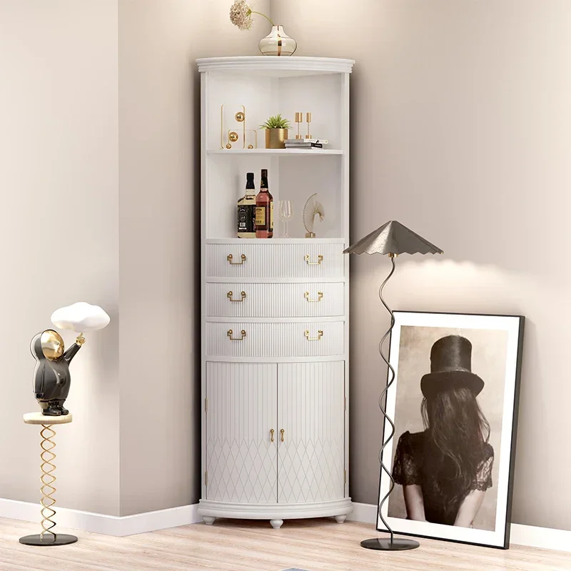 

Z.*light luxury corner cabinet modern corner rack living room solid wood triangular locker