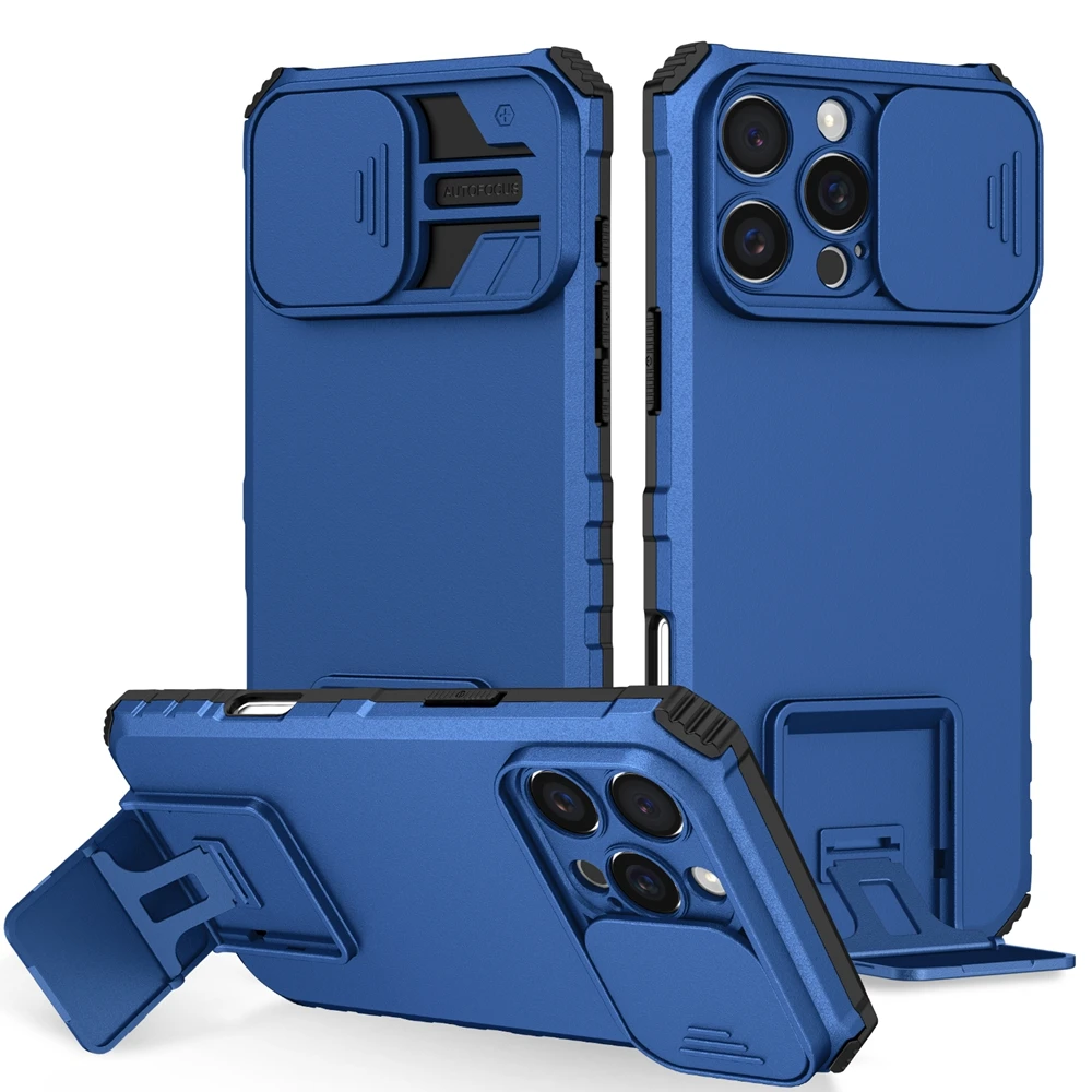 Kamera-Schutz-Schiebehülle für iPhone 17 16 15 14 13 12 11 8 7 Plus Pro X XS XR Max SE – Robuste Kunststoff-Handyhülle mit Halterung – Detail 6